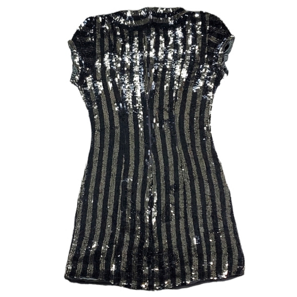 Parker Silver and Black Sequin Mini Dress - Picture 5 of 8